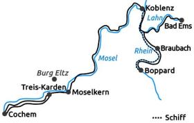 Cycling vacation Moselle - Rhine - Lahn - map