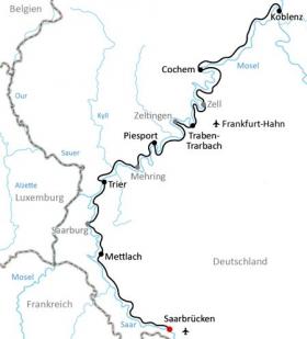 The Saar and Moselle Cycle Path - map